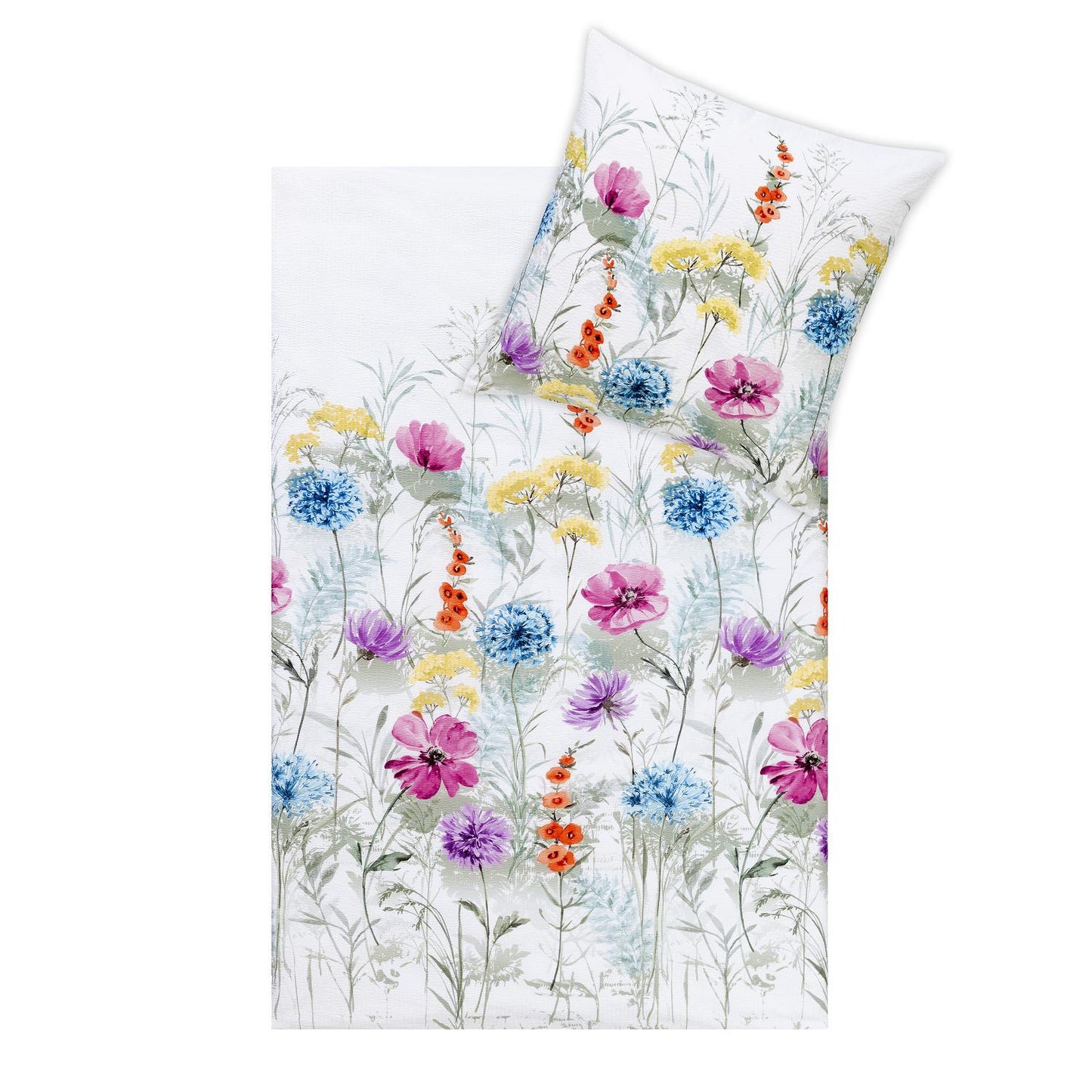 Estella Seersucker Bettwäsche Rachel 3608-985 Blumen Bunt Grau 135x200