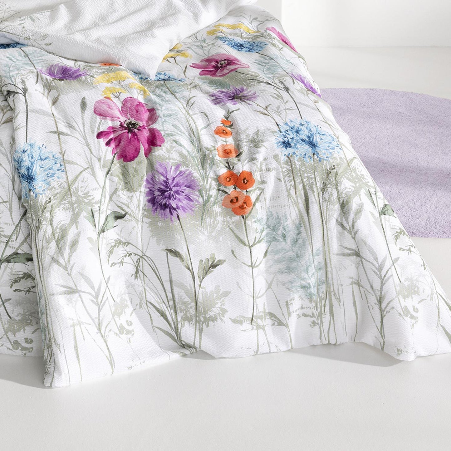 Estella Seersucker Bettwäsche Rachel 3608-985 Blumen Bunt Grau 135x200