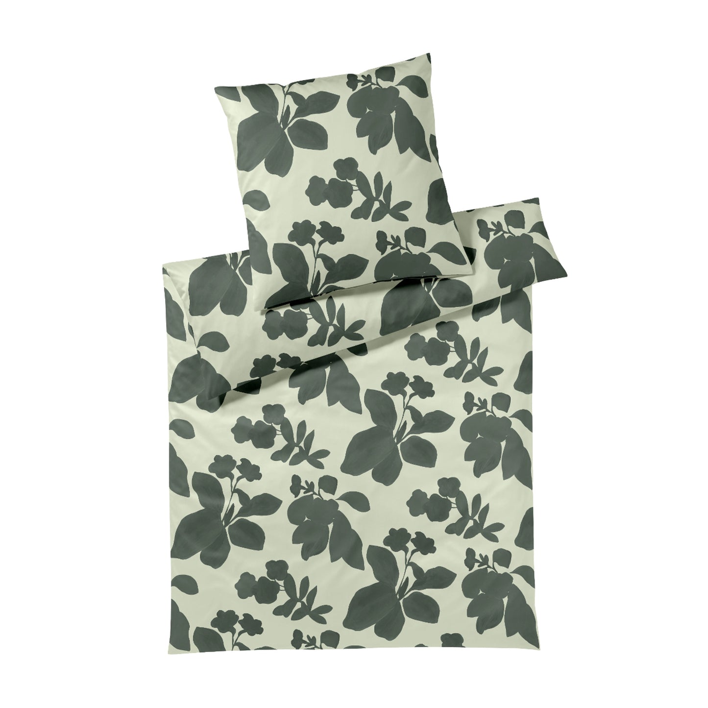 Elegante Interlock Jersey Bettwäsche Shadows 3609-4 Blume Grün 135x200
