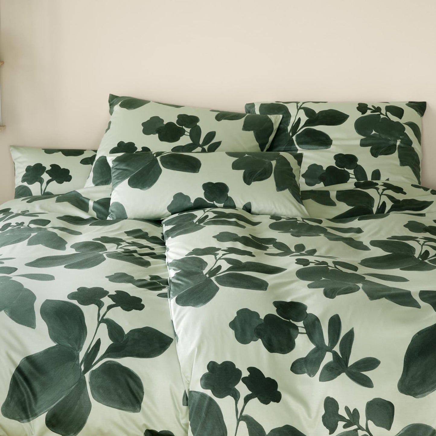 Elegante Interlock Jersey Bettwäsche Shadows 3609-4 Blume Grün 135x200