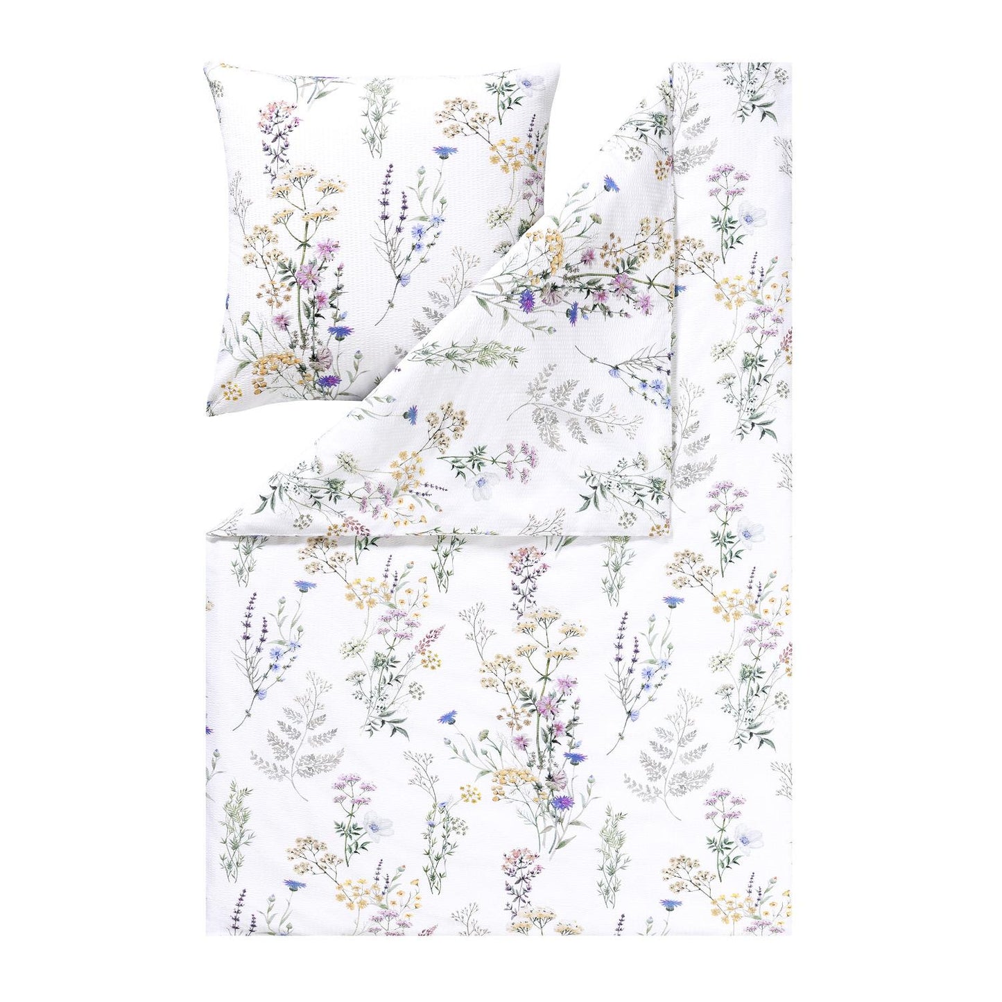 Estella Seersucker Bettwäsche Deloris 3611-985 Wildblumen Grün 135x200