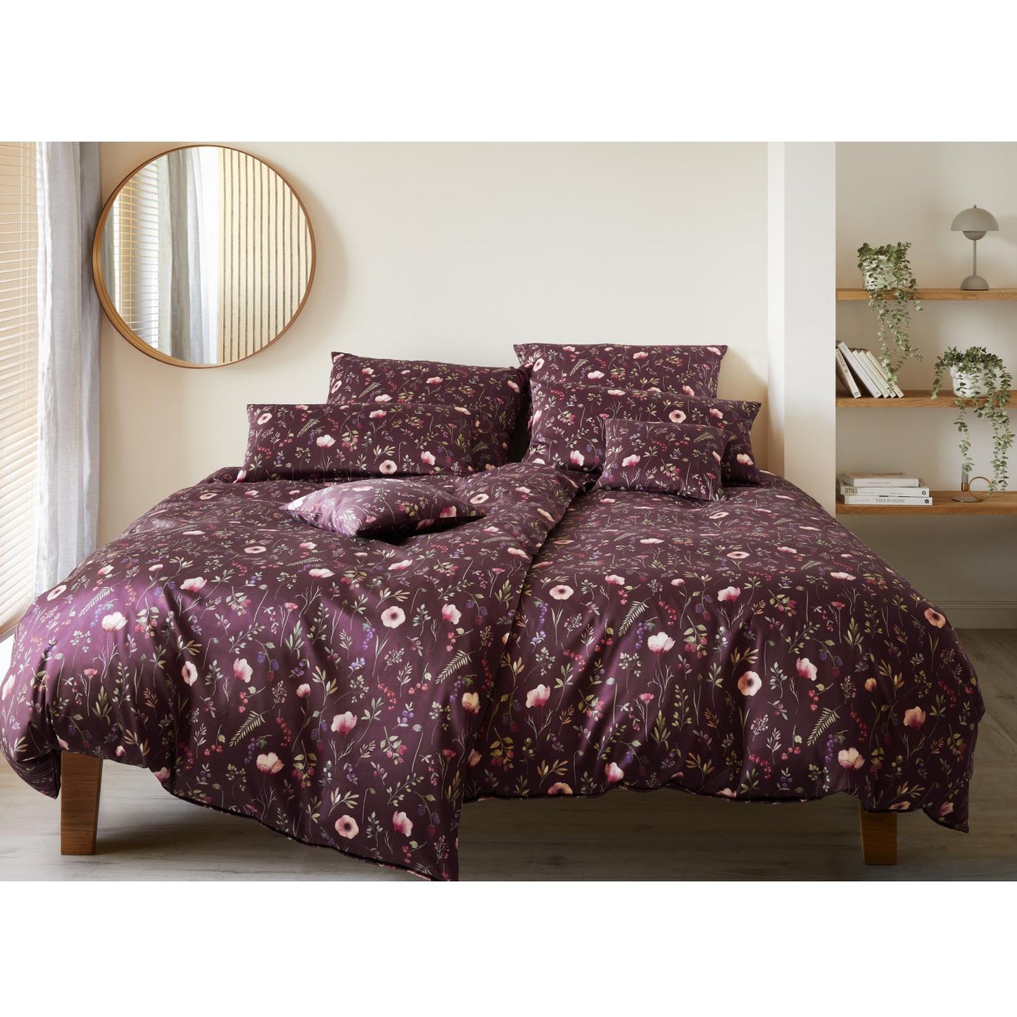 Elegante Interlock Jersey Bettwäsche Sorbet 3614-1 Blume Beere 135x200