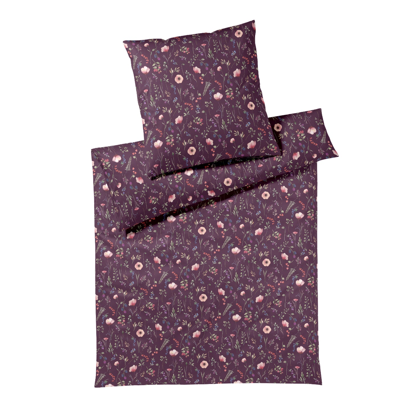 Elegante Interlock Jersey Bettwäsche Sorbet 3614-1 Blume Beere 135x200