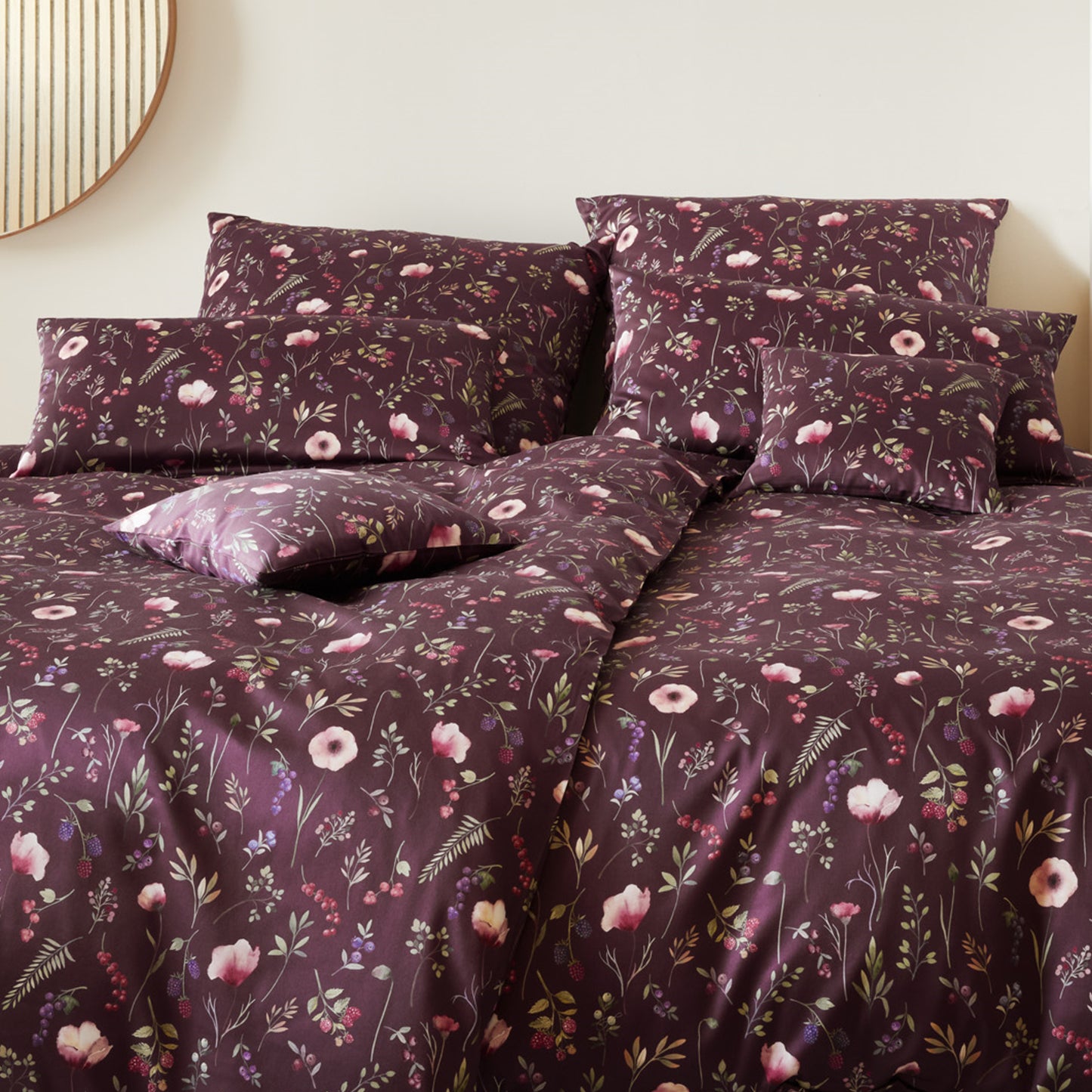Elegante Interlock Jersey Bettwäsche Sorbet 3614-1 Blume Beere 135x200