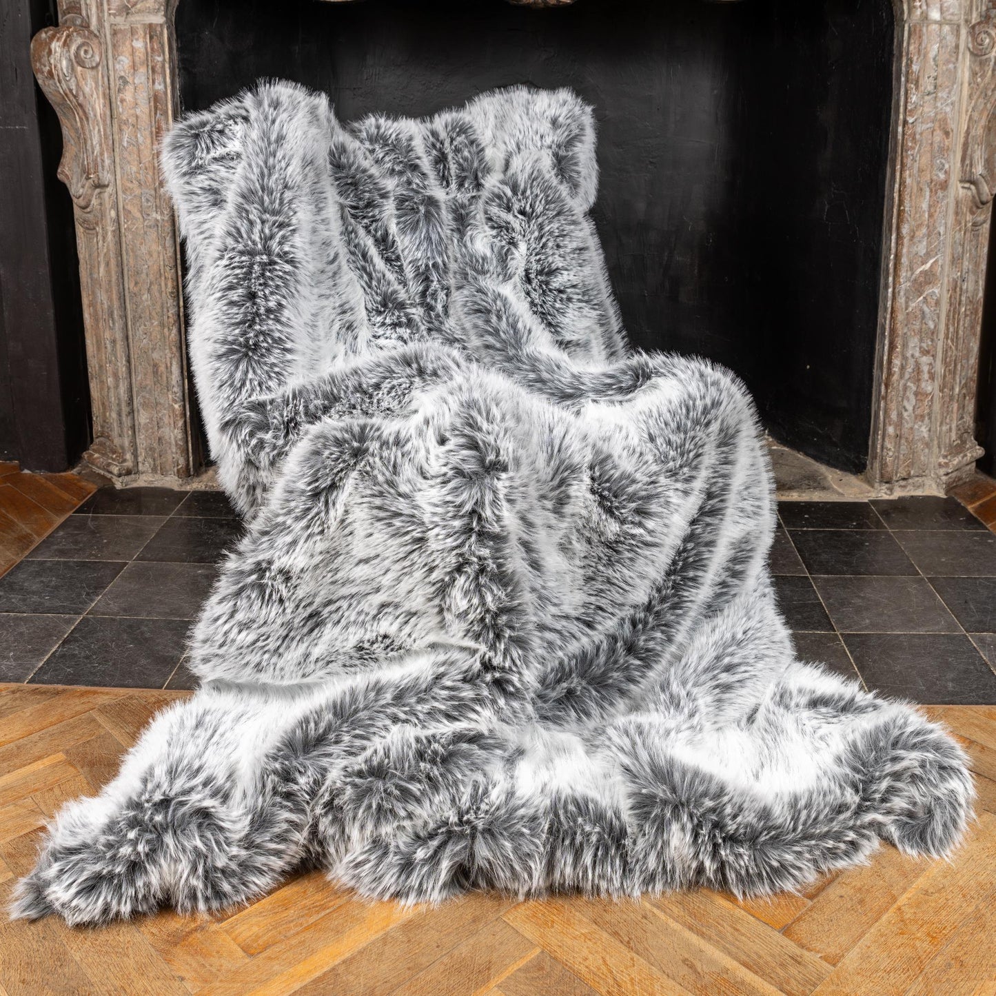 Felldecke Star Home Wohndecke Silberwolf Webpelz Fell Wolf 150x200