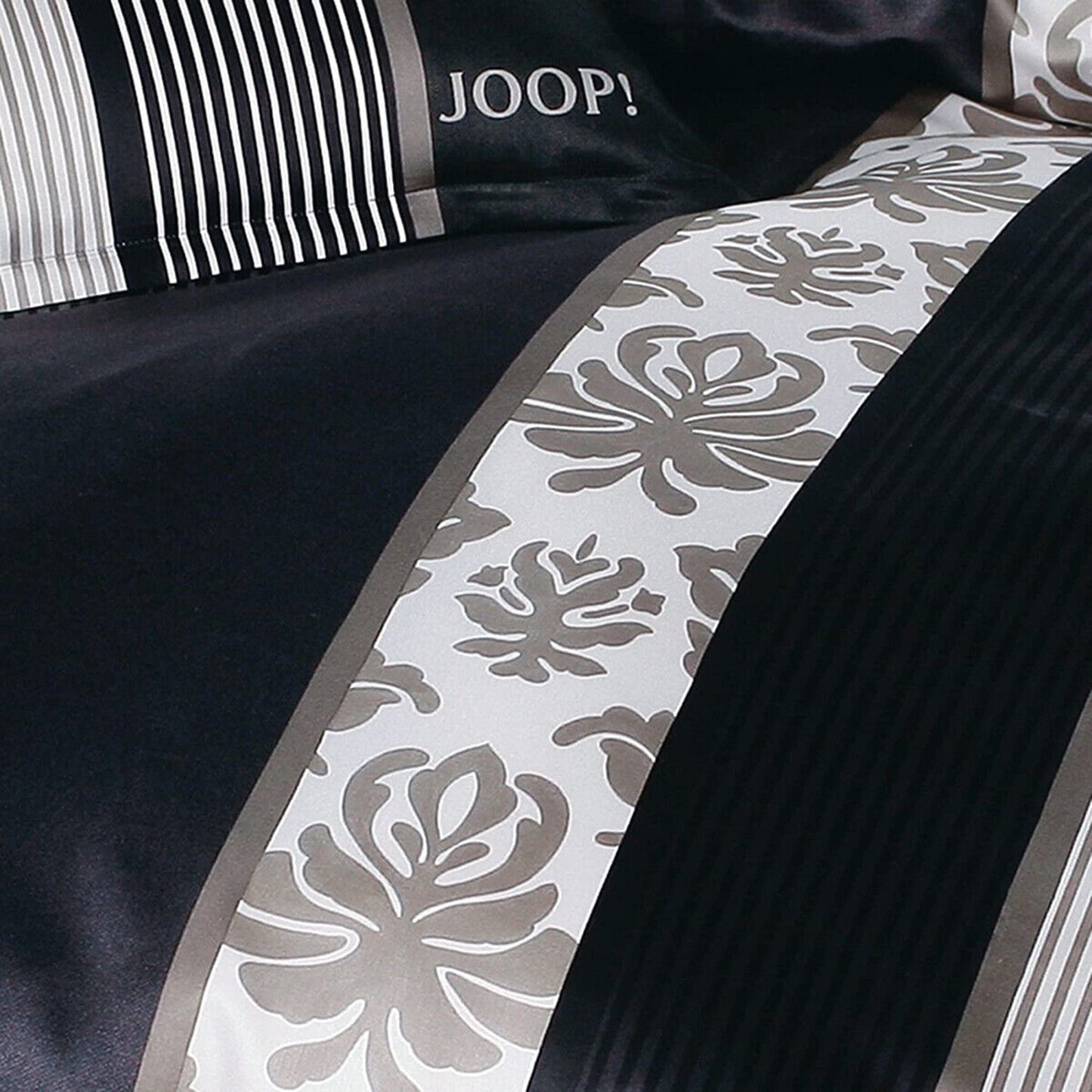 4 tlg JOOP! Satin Bettwäsche Ornament Stripes 4022-9 schwarz 135x200