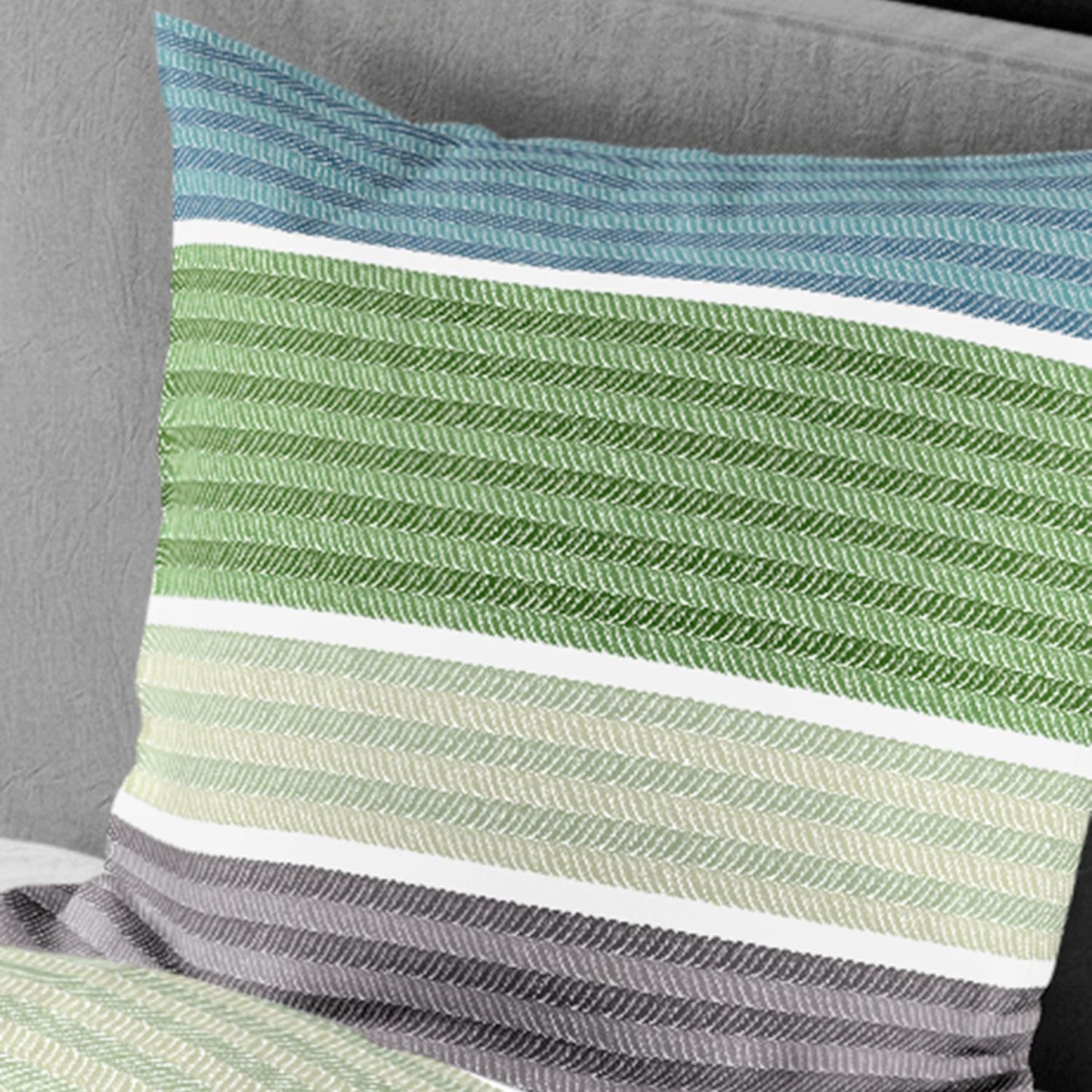 Bettwäsche Bierbaum Mako Satin 4041-30 Streifen Grün Grau Weiß 135x200