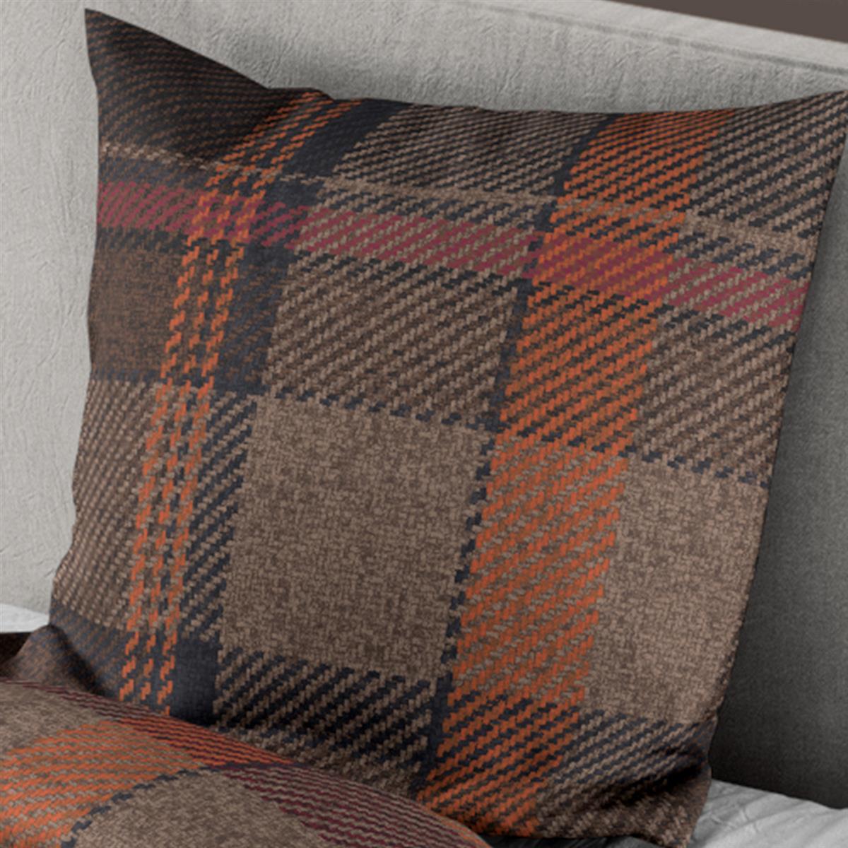 Bettwäsche Bierbaum Soft Cotton 4046-80 Kariert Braun Orange 135x200