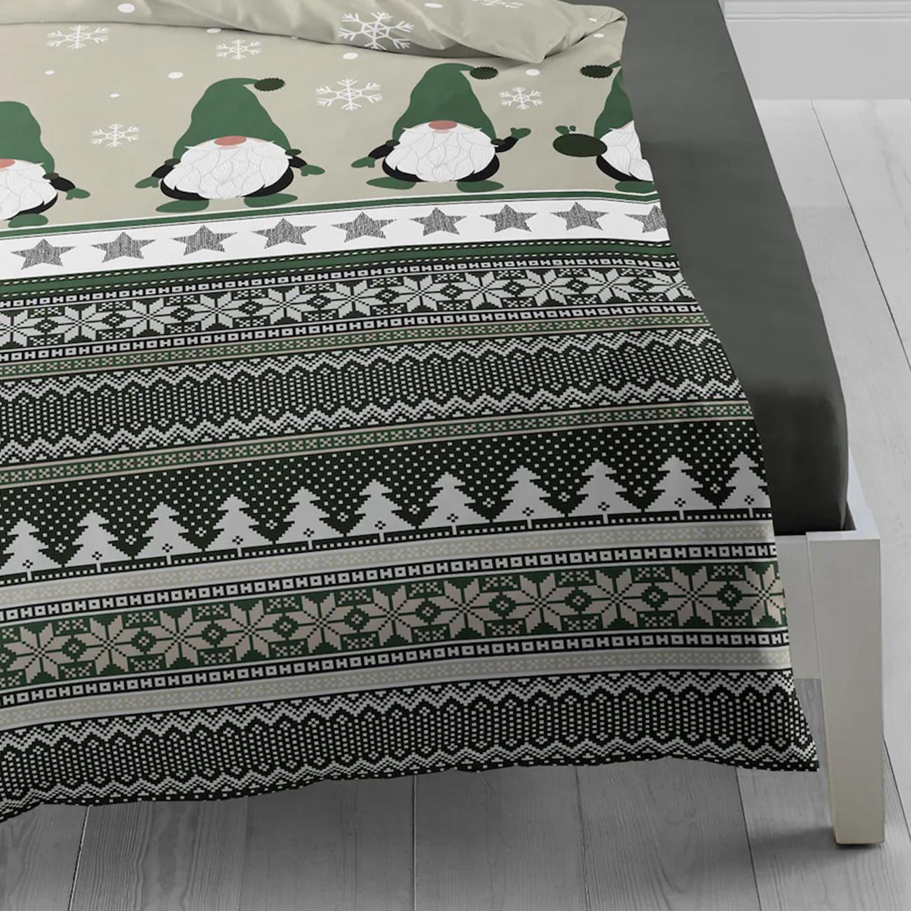 Bettwäsche Bierbaum Biber 4051-30 Wichtel Schneeflocke grün 135x200
