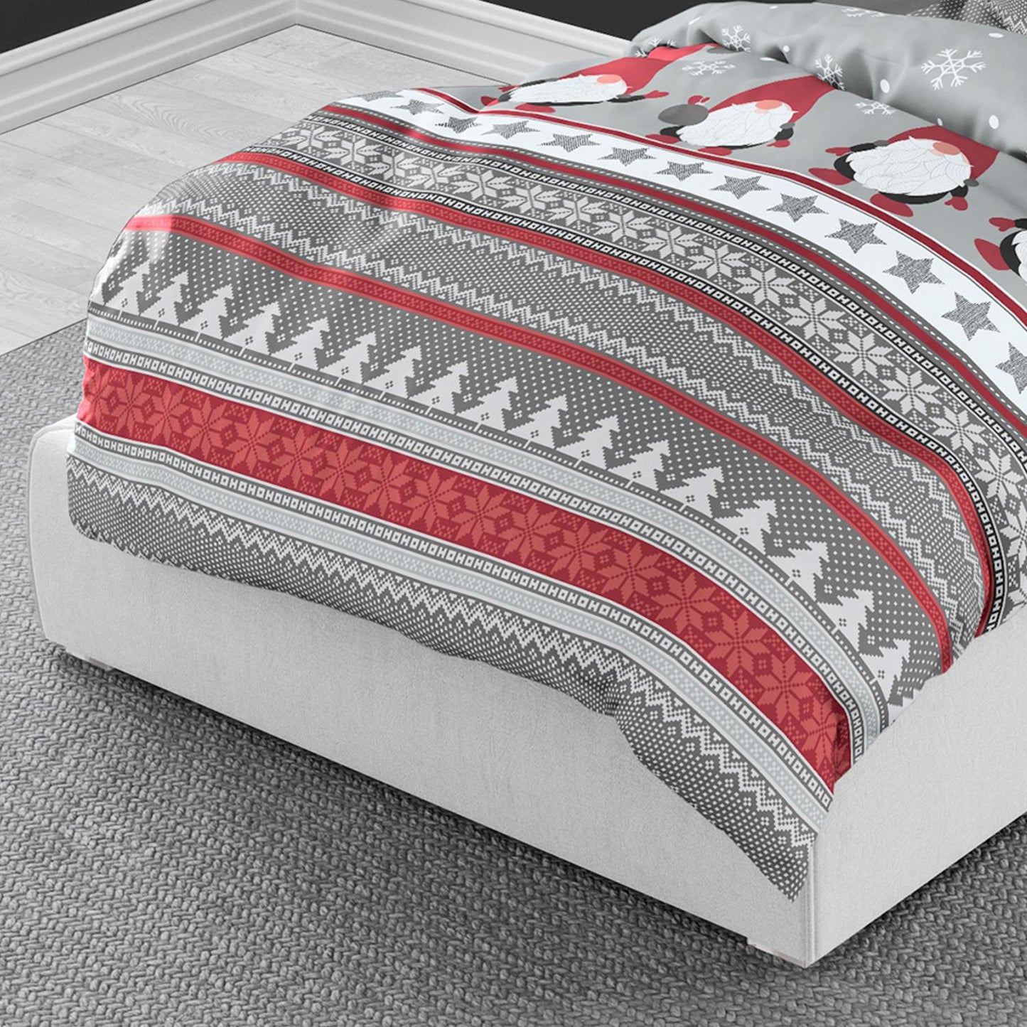 Bettwäsche Bierbaum Biber 4051-60 Wichtel Schneeflocke Grau 135x200