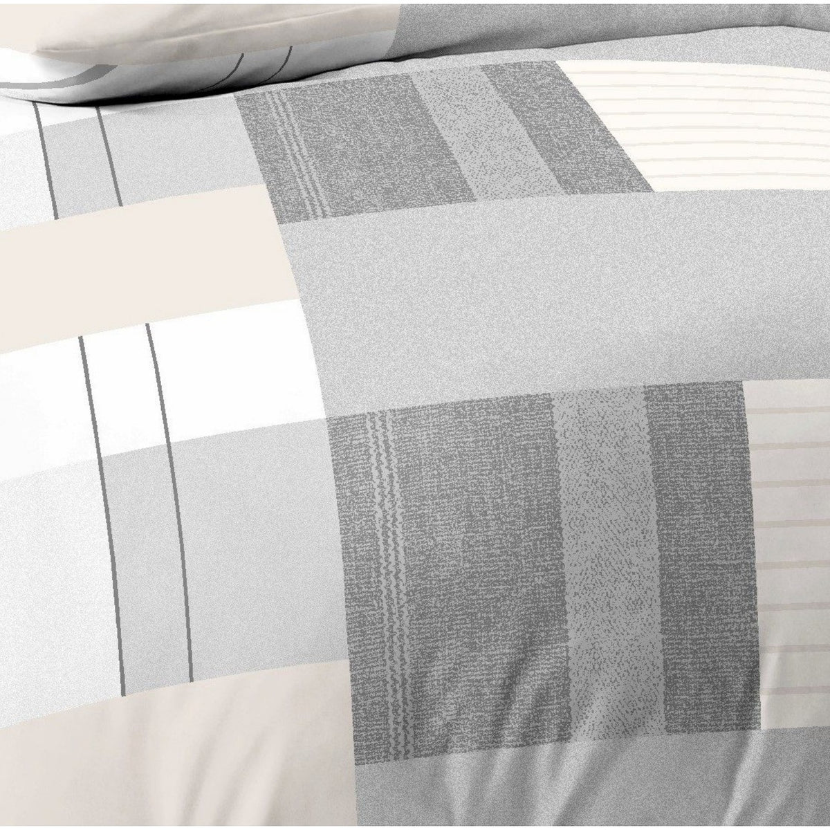 Biber Bettwäsche Straight Kiesel mit geometrischem Muster 200 x 200 cm