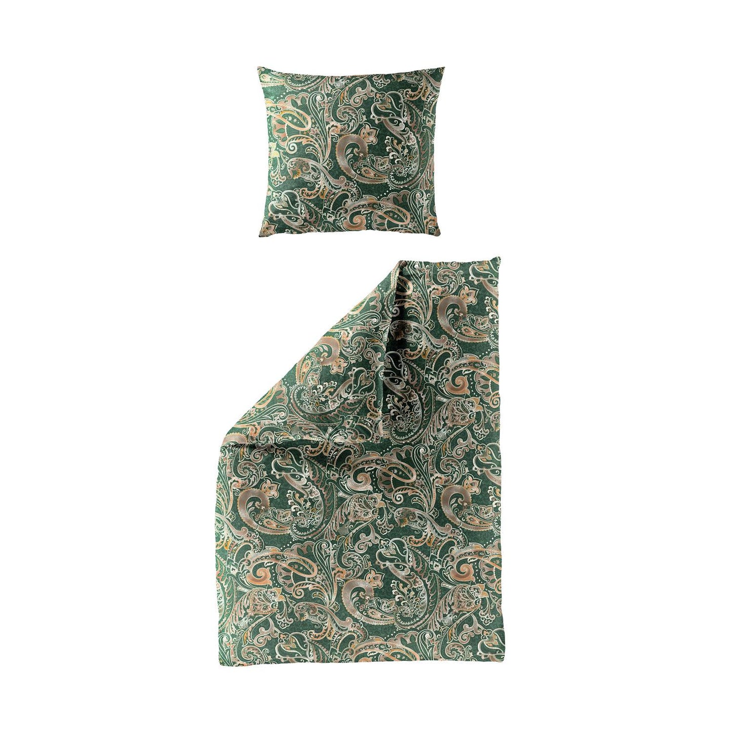 Bettwäsche Bierbaum Mako Satin 4065-30 Paisley Grün Kupfer 135x200