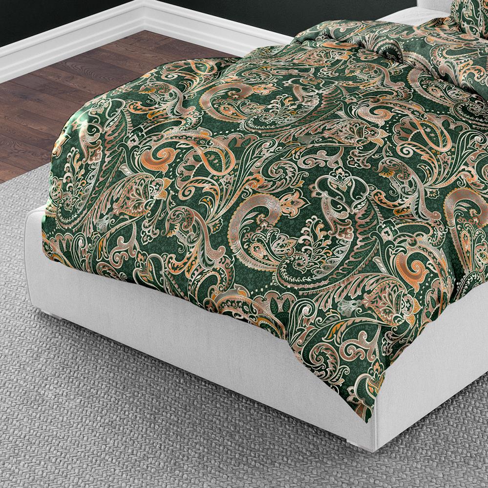 Bettwäsche Bierbaum Mako Satin 4065-30 Paisley Grün Kupfer 135x200