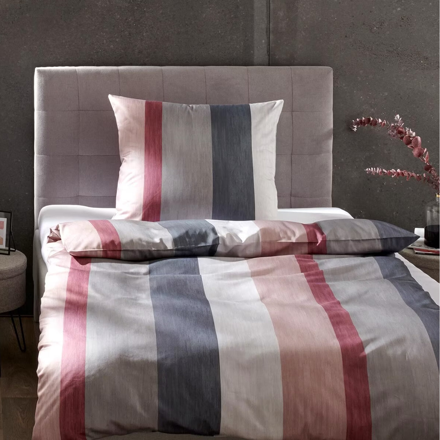 JOOP! Comfort Satin Bettwäsche 4077-1 Glance Rosa Blau Grau 135x200