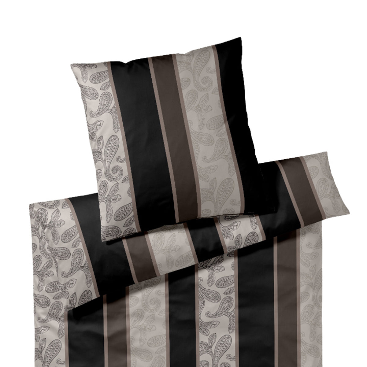 JOOP! Comfort Satin Bettwäsche 4121-9 Paisley Stripes Schwarz 135x200