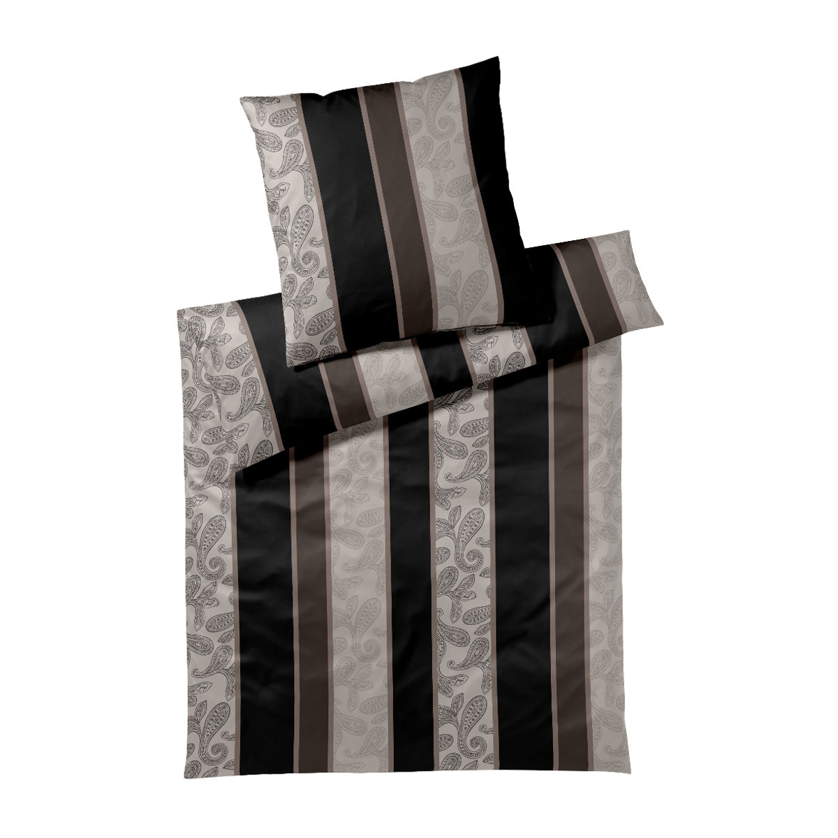 JOOP! Comfort Satin Bettwäsche 4121-9 Paisley Stripes Schwarz 135x200