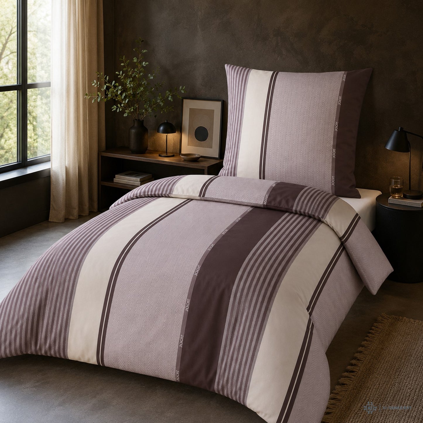 JOOP! Comfort Satin Bettwäsche Herringbone Stripes 4125-1 Rose 135x200