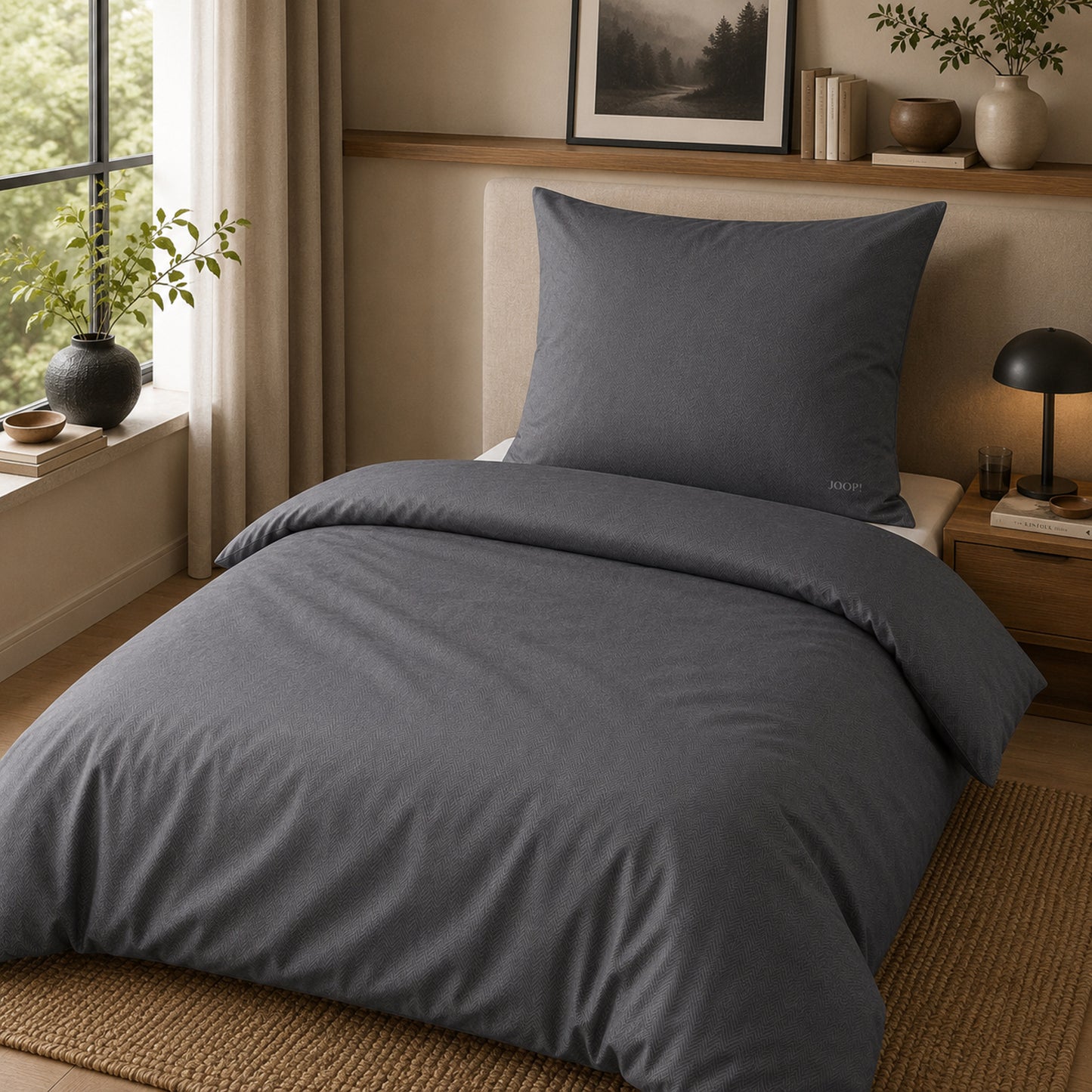 JOOP! Comfort Satin Bettwäsche Uni 4126-9 Stone grau 135x200