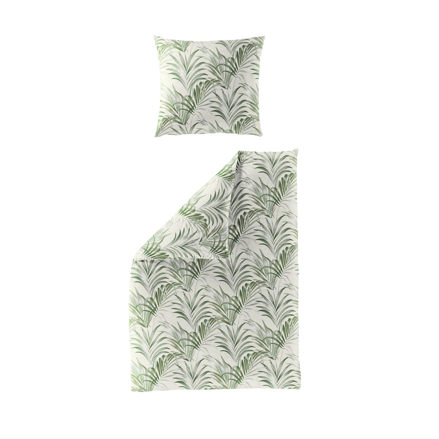 Bettwäsche Bierbaum Mako Satin 4131-30 Blätter Grün Beige 135x200