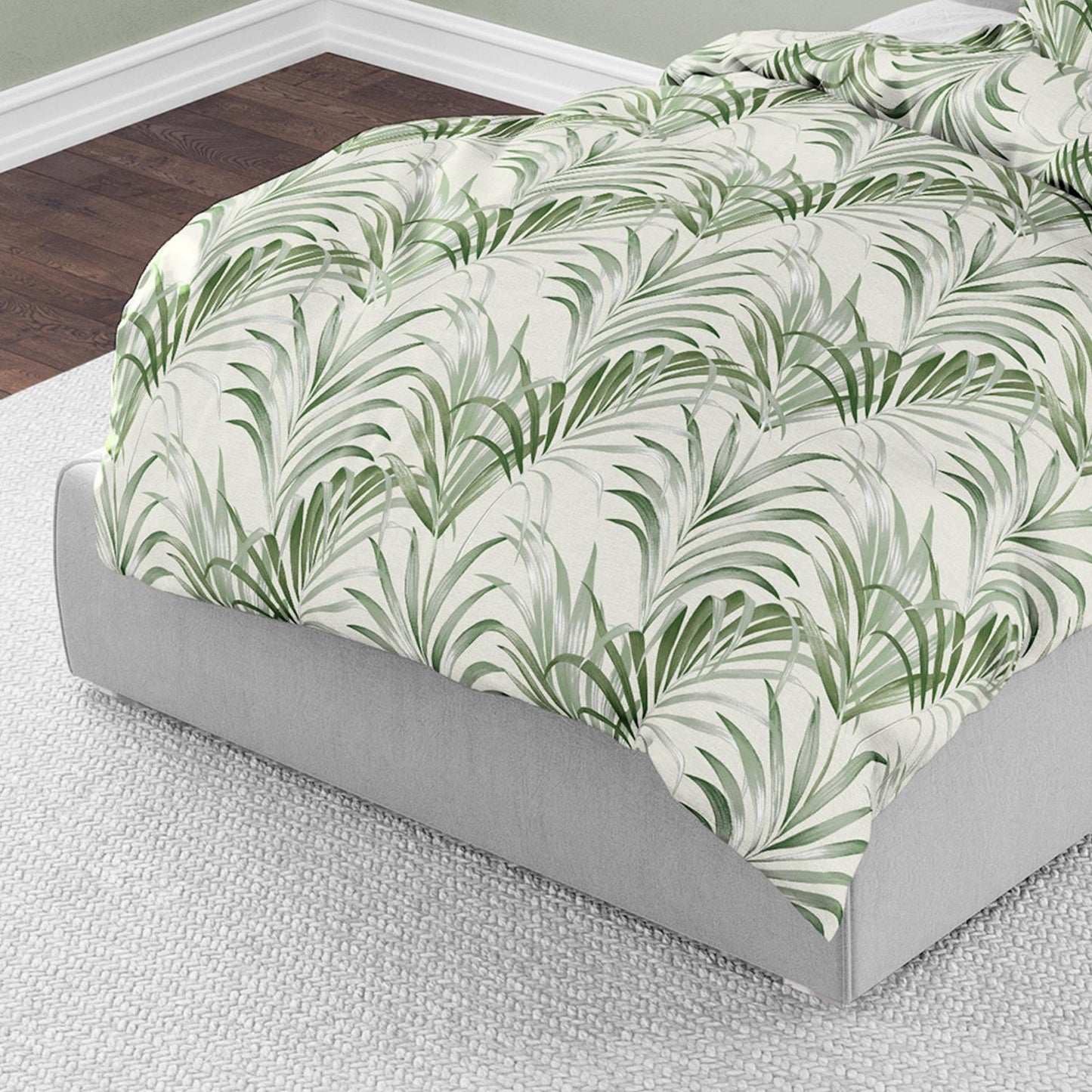 Bettwäsche Bierbaum Mako Satin 4131-30 Blätter Grün Beige 135x200