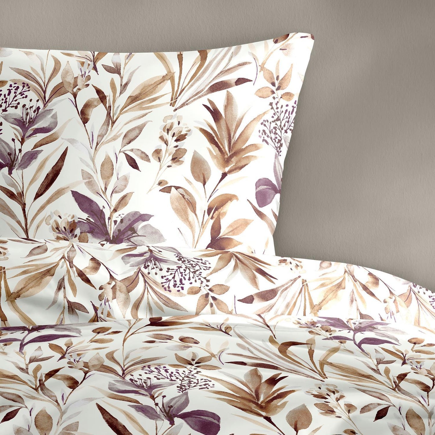 Bettwäsche Bierbaum Biber 4137-50 Blätter natur lachs 135x200