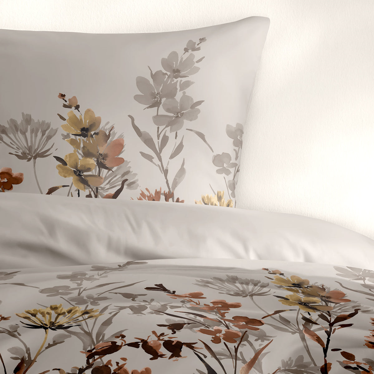 Bettwäsche Bierbaum Biber 4160-80 Kitt beige floral 135x200