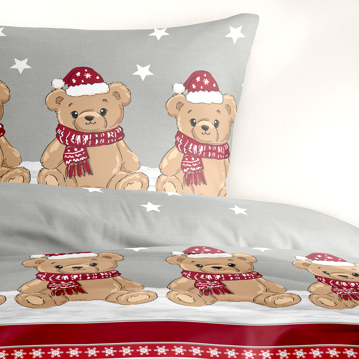 Bettwäsche Bierbaum Biber 4197-60 rot Teddy Weihnachtsbär 135x200