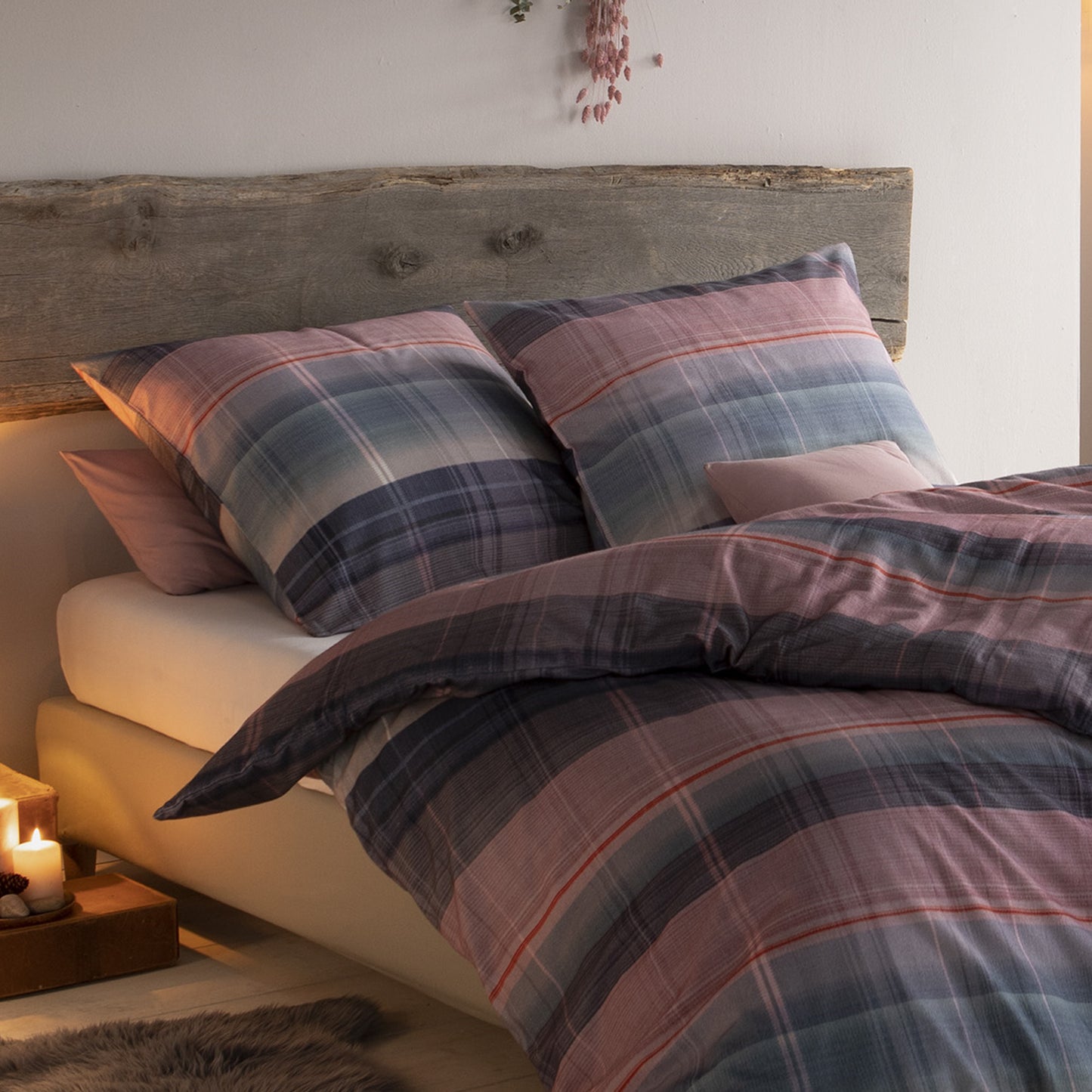 Estella Flanell Bettwäsche St. Moritz 4414-985 Streifen Blau 135x200