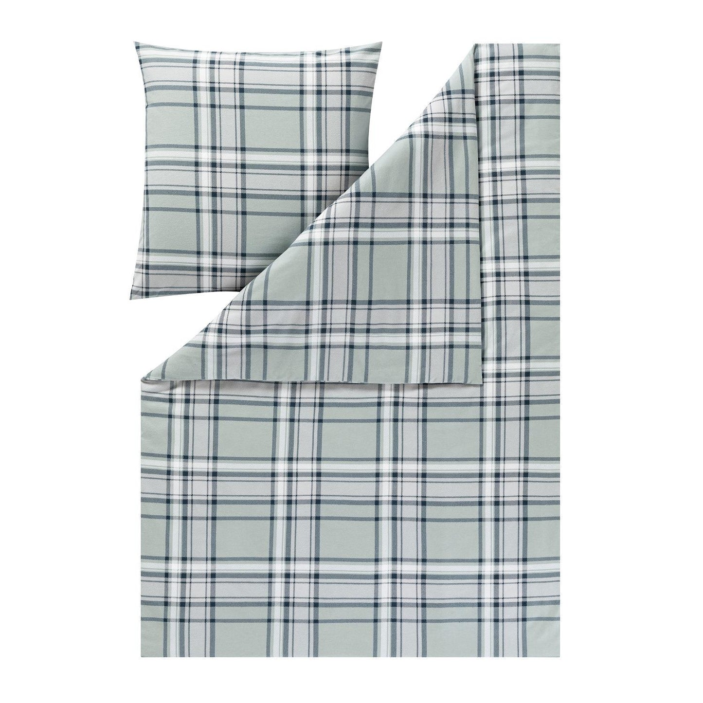 Estella Flanell Bettwäsche Hannes 4459-080 Kariert Jade Grün 135x200
