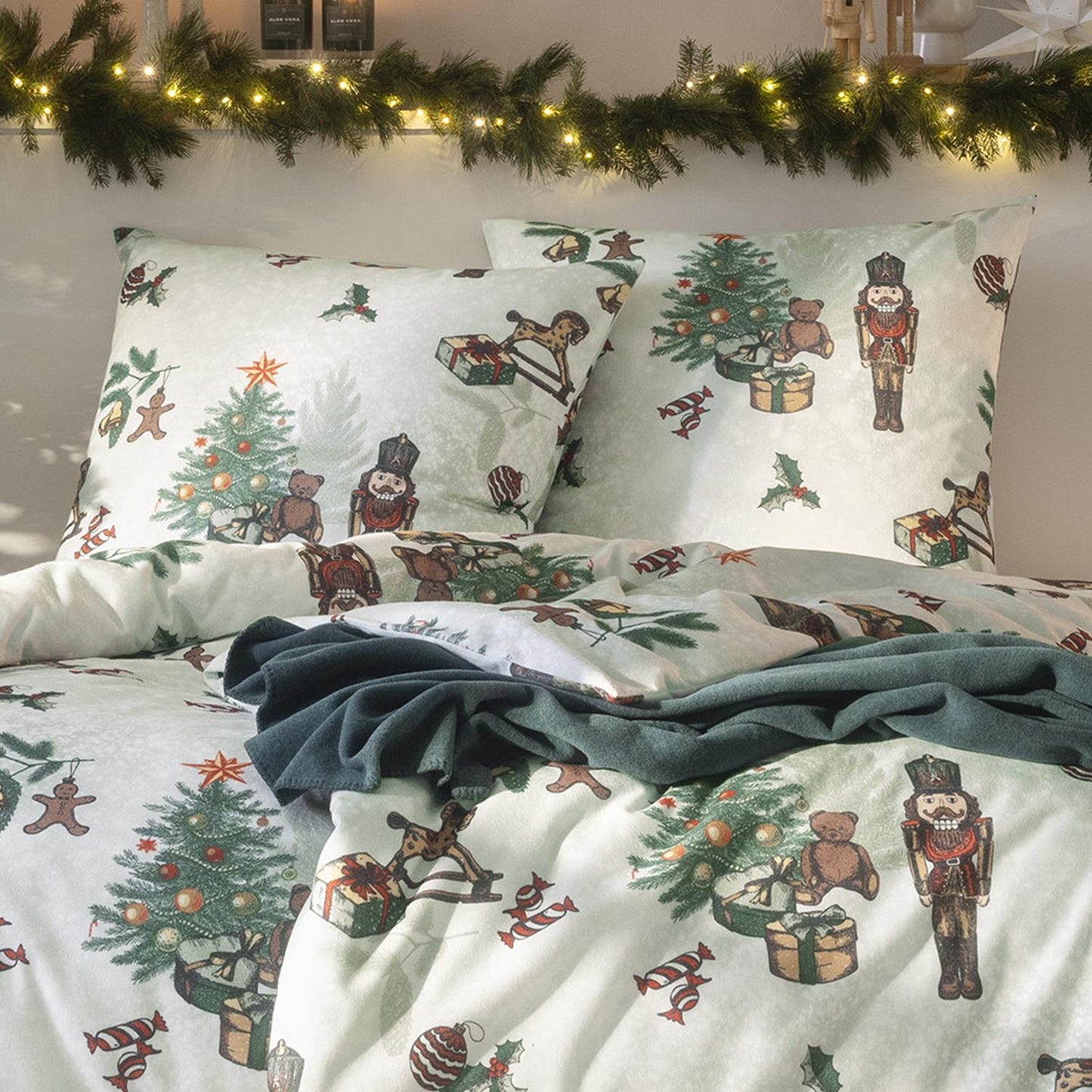 Estella Flanell Bettwäsche Nutcracker 4465-460 Nussknacker 135x200