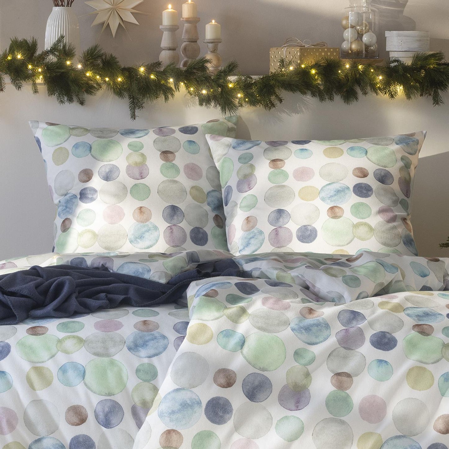 Estella Flanell Bettwäsche Colour Dots 4466-520 Punkte Mint 135x200