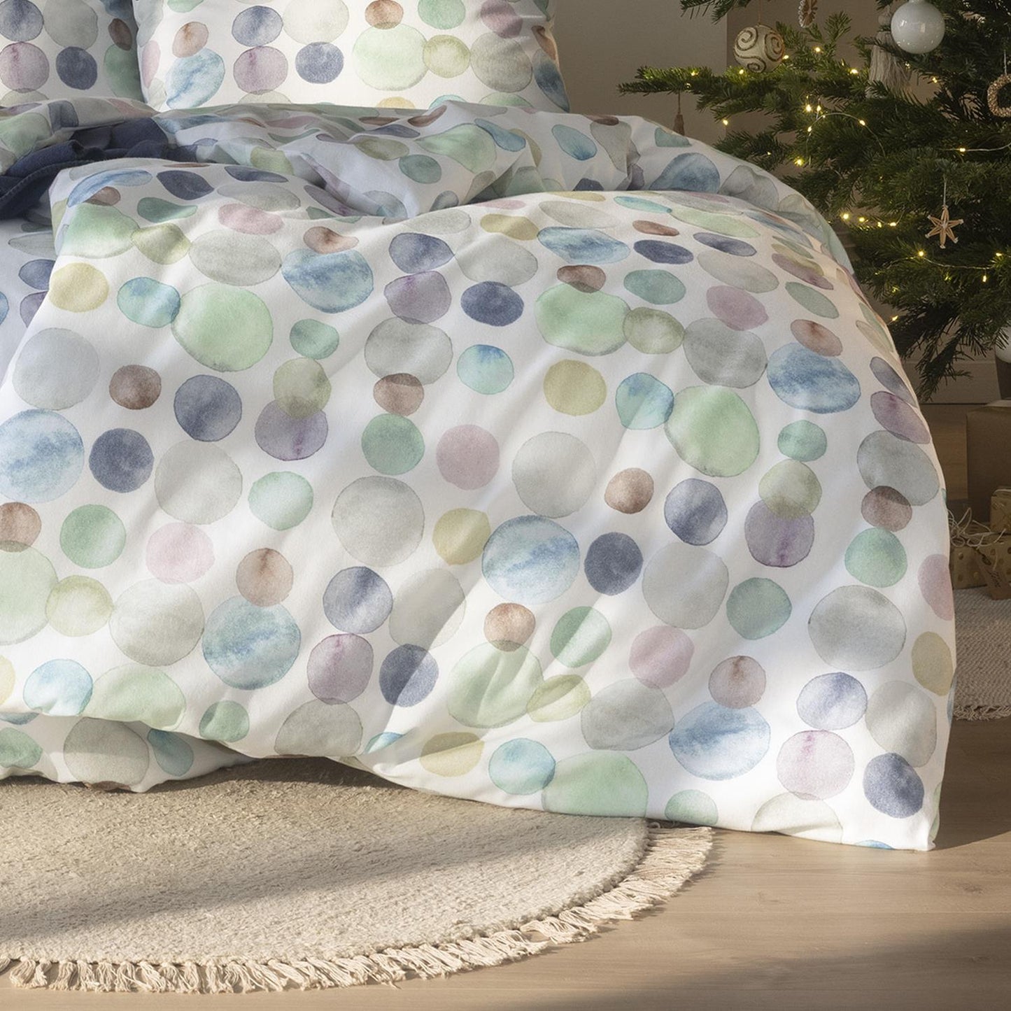 Estella Flanell Bettwäsche Colour Dots 4466-520 Punkte Mint 135x200