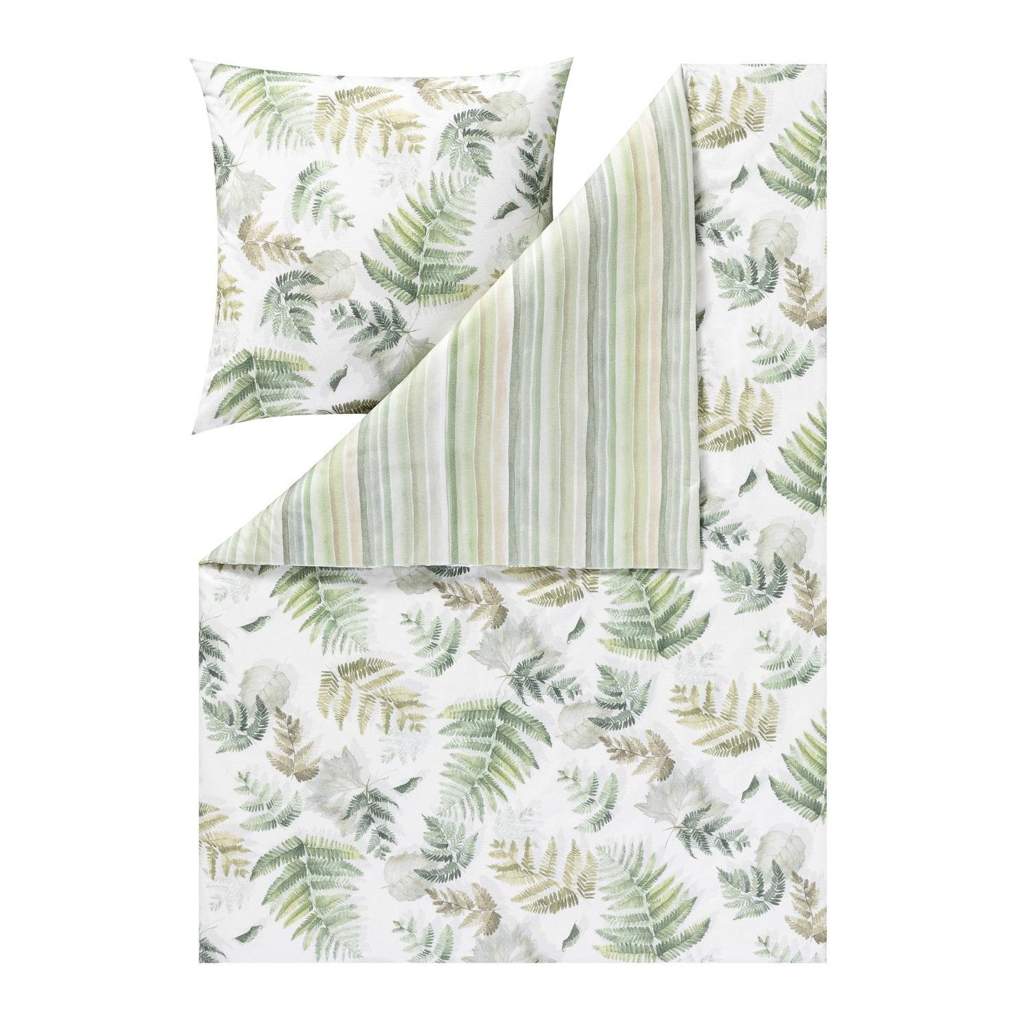 Estella Flanell Bettwäsche Fern leaves 4469-530 Blatt Streifen 135x200