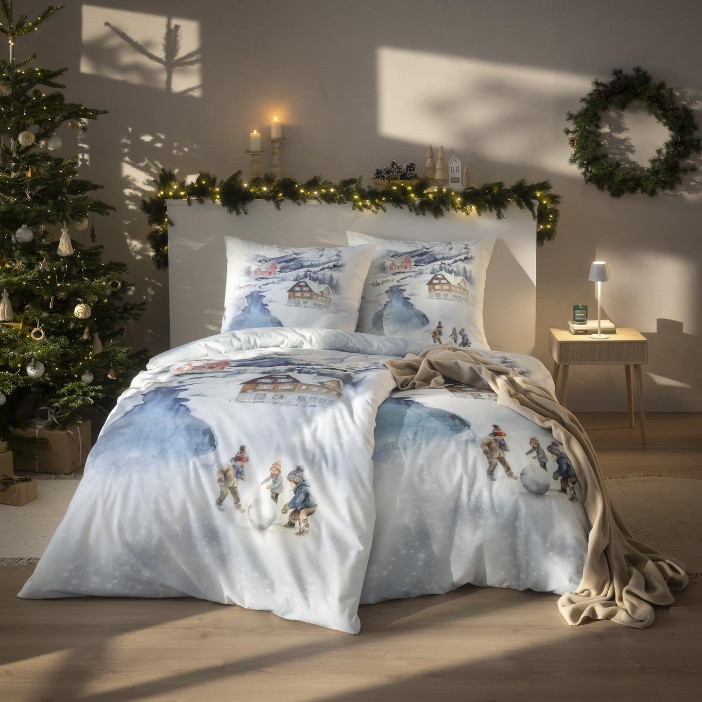 Estella Flanell Bettwäsche Mountain lake 4472-101 Winter Berge 135x200