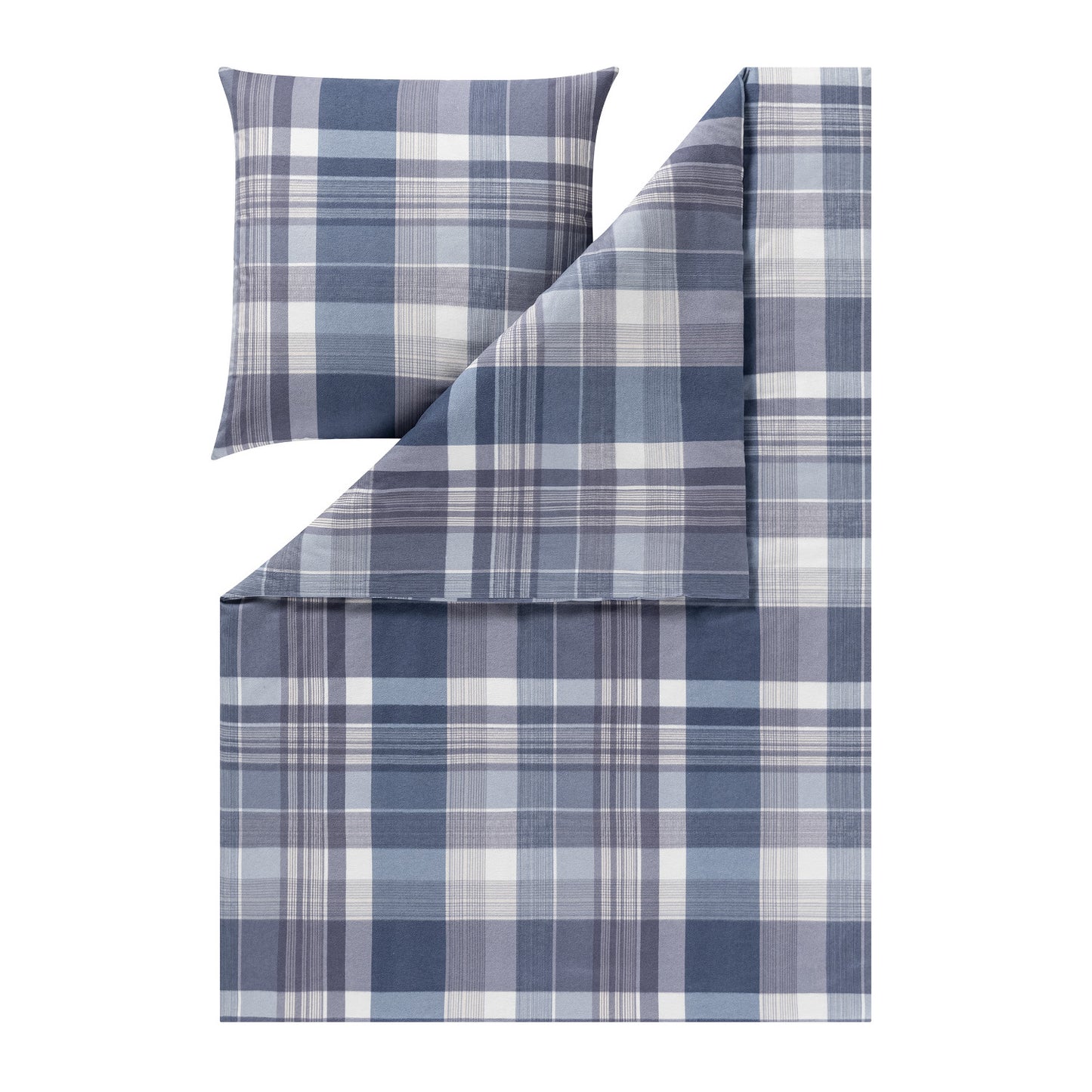 Estella Flanell Bettwäsche Ambros 4473-655 Kariert Navy Blau 135x200
