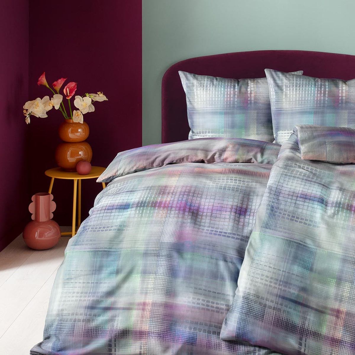 Estella Mako Satin Bettwäsche Pixie 4835-985 kariert 135x200