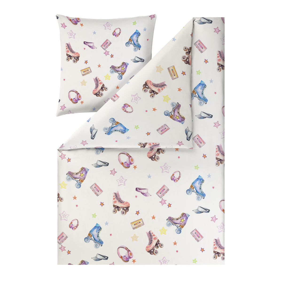 Bettwäsche Mako Satin Starlight Natur mit Muster 135 x 200 cm