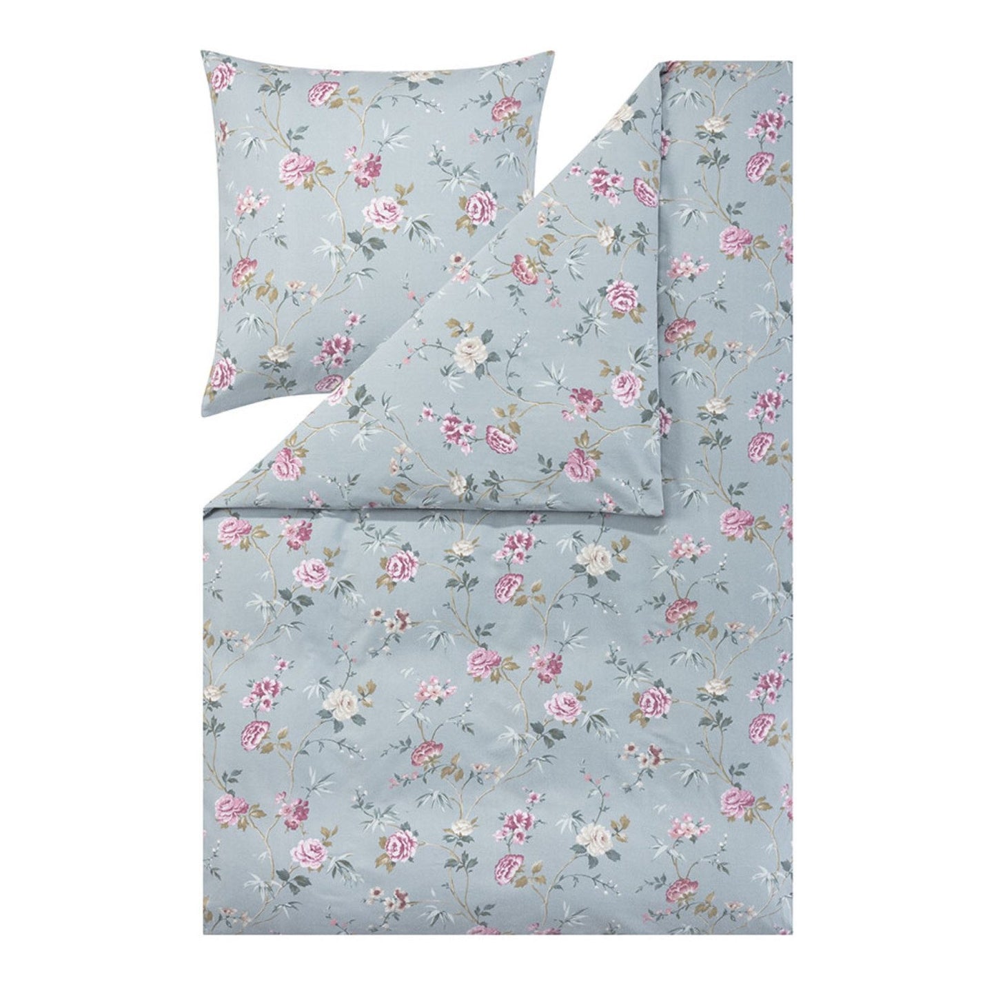 Estella Edelflanell Bettwäsche Corvara 5470-610 Rosen Blau 135x200