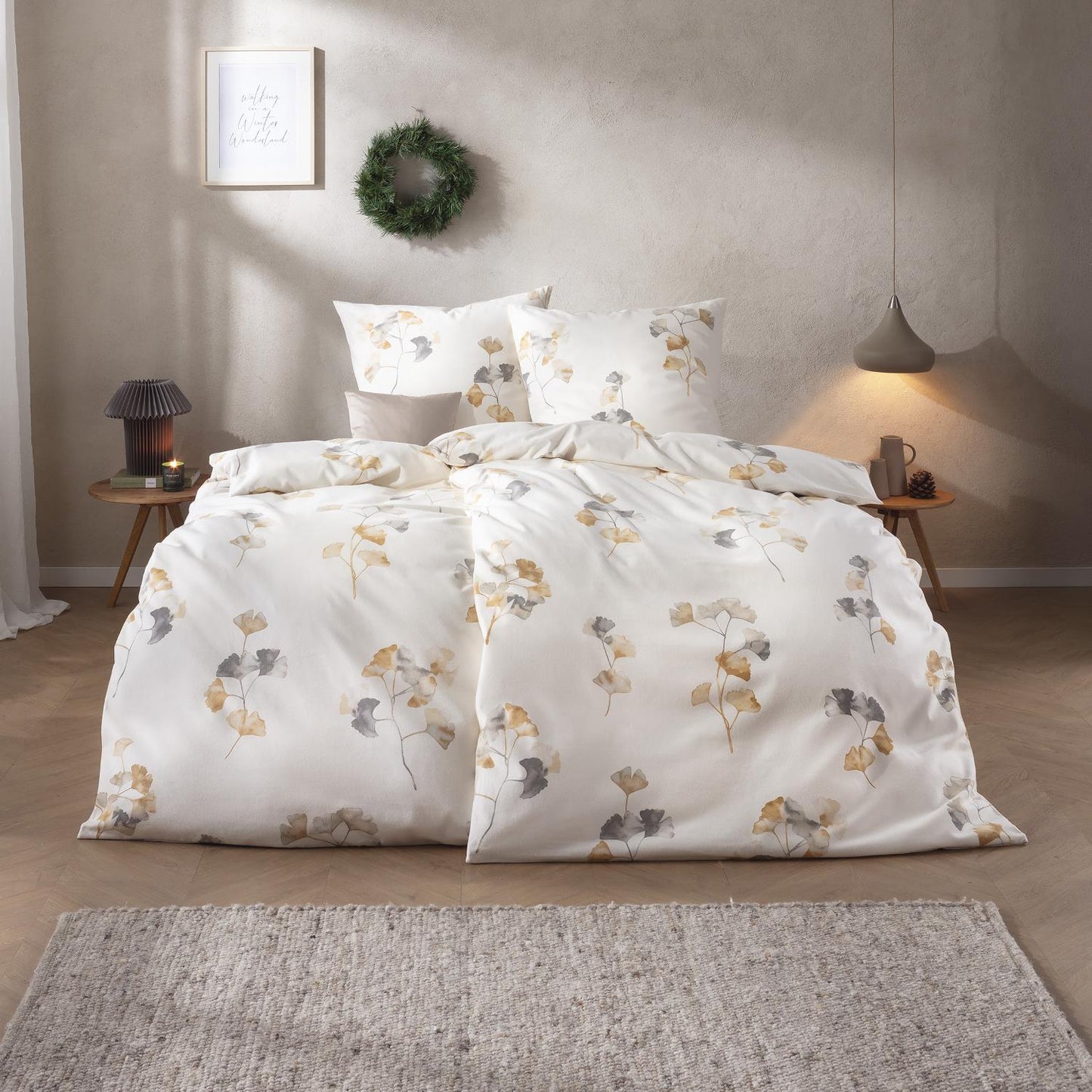 Estella Edelflanell Bettwäsche Velturno 5471-230 Ginkgo Natur 135x200