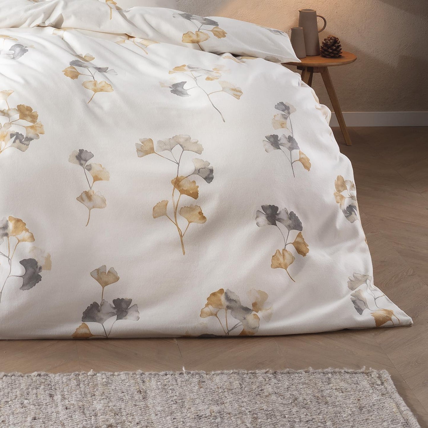 Estella Edelflanell Bettwäsche Velturno 5471-230 Ginkgo Natur 135x200
