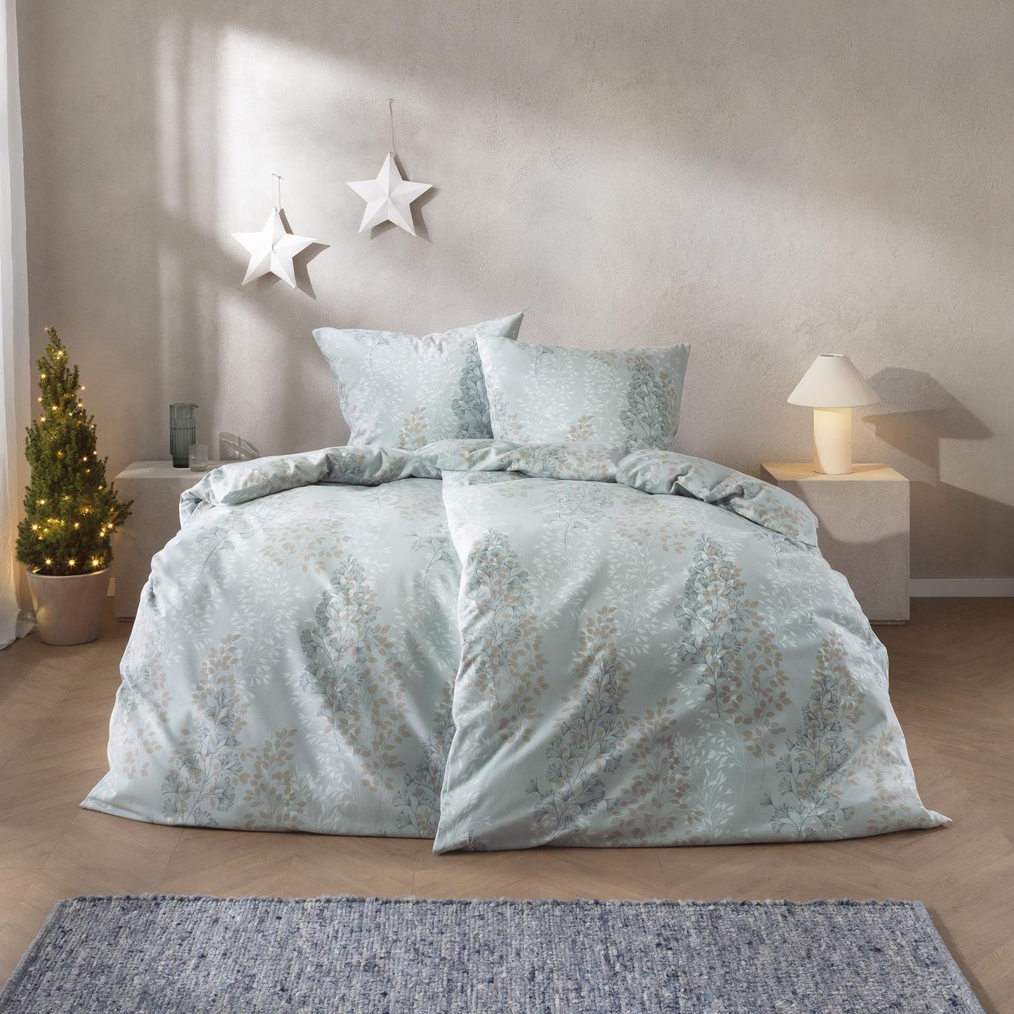Estella Edelflanell Bettwäsche Merano 5475-614 Rispen Blau 135x200