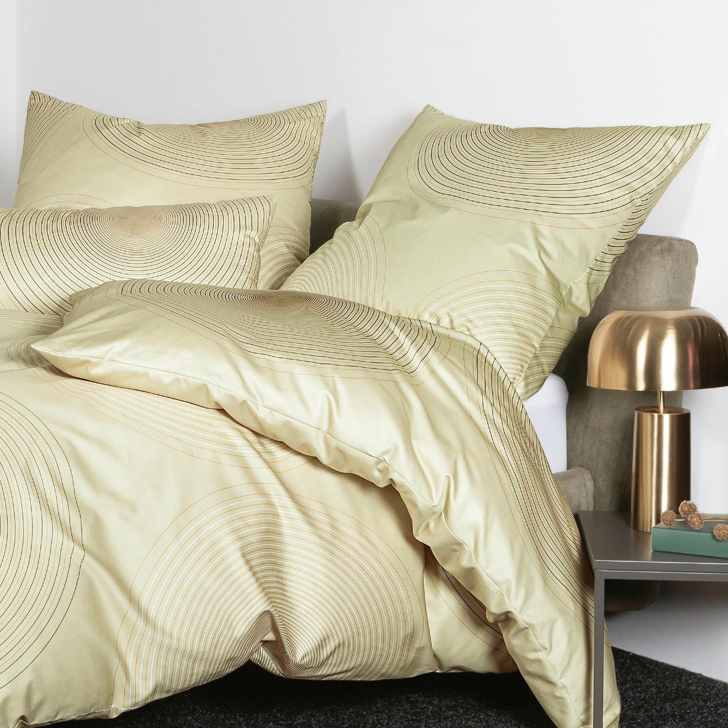 Janine Interlock Jersey Bettwäsche Carmen 55086-06 Kreise grün 135x200