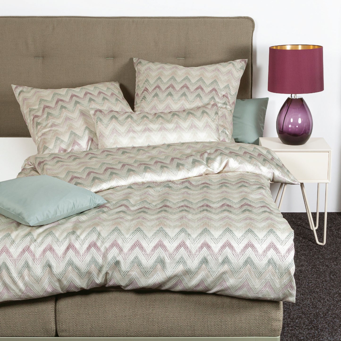 Janine Interlock Jersey Bettwäsche Carmen 55092-06 Zick Zack 135x200