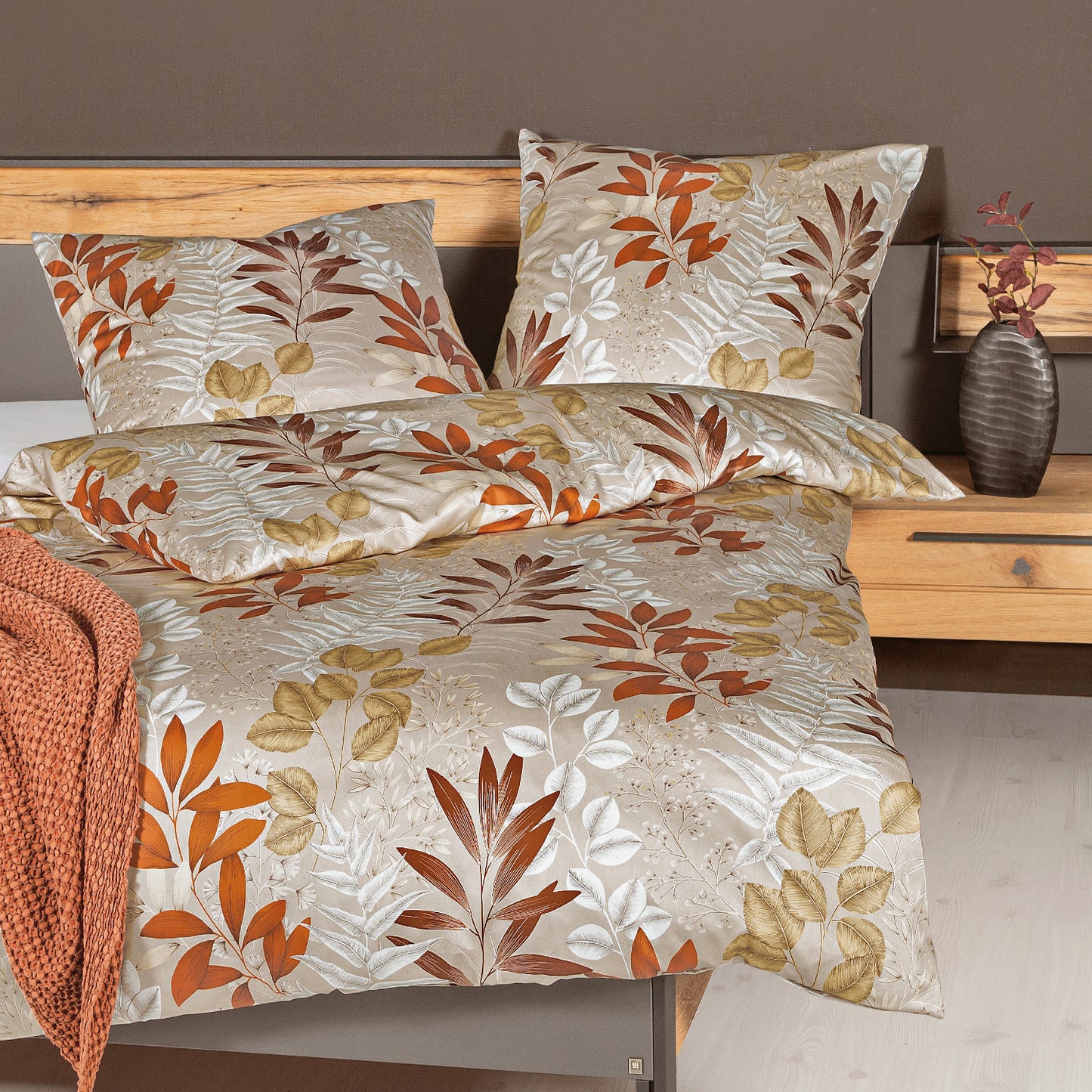 Janine Interlock Jersey Bettwäsche Carmen 55098-04 Blätter 135x200