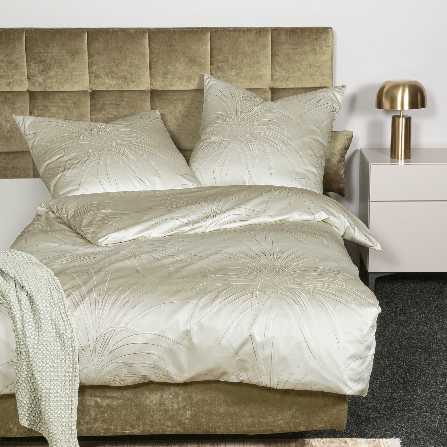 Janine Interlock Jersey Bettwäsche Carmen 55101-06 Seegrasgrün 135x200