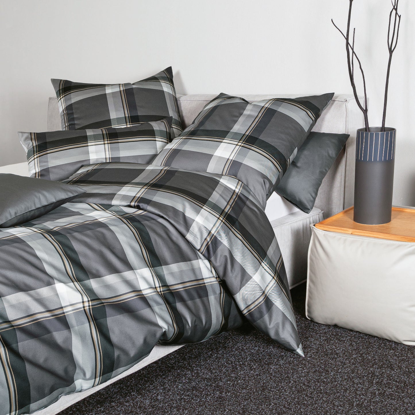 Janine Interlock Jersey Bettwäsche Carmen 55103-08 Titan Grau 135x200