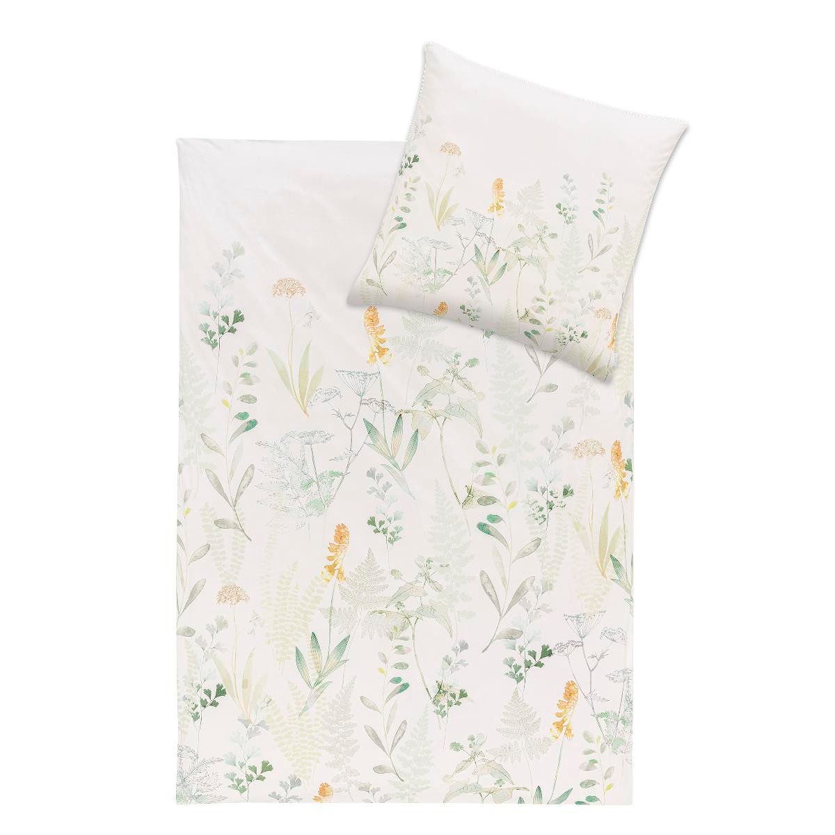 Estella Interlock Jersey Bettwäsche Visby 6295-530 Blumen Grün 135x200