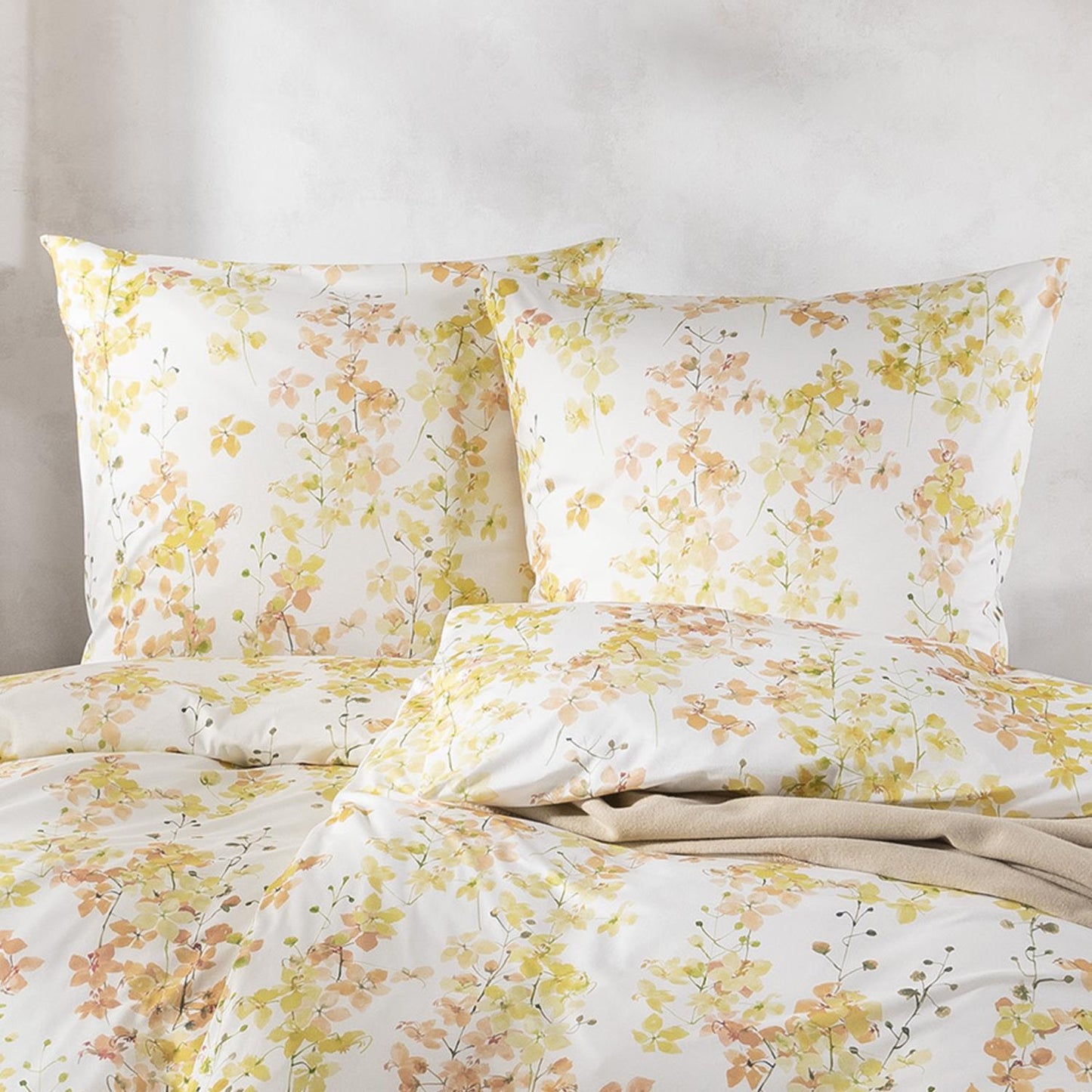 Estella Interlock Jersey Bettwäsche Adeva 6303-710 Blumen Gelb 135x200