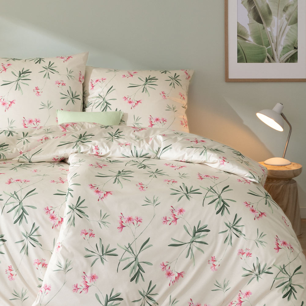 Estella Interlock Jersey Bettwäsche Lina 6342-200 Blumen Beige 135x200