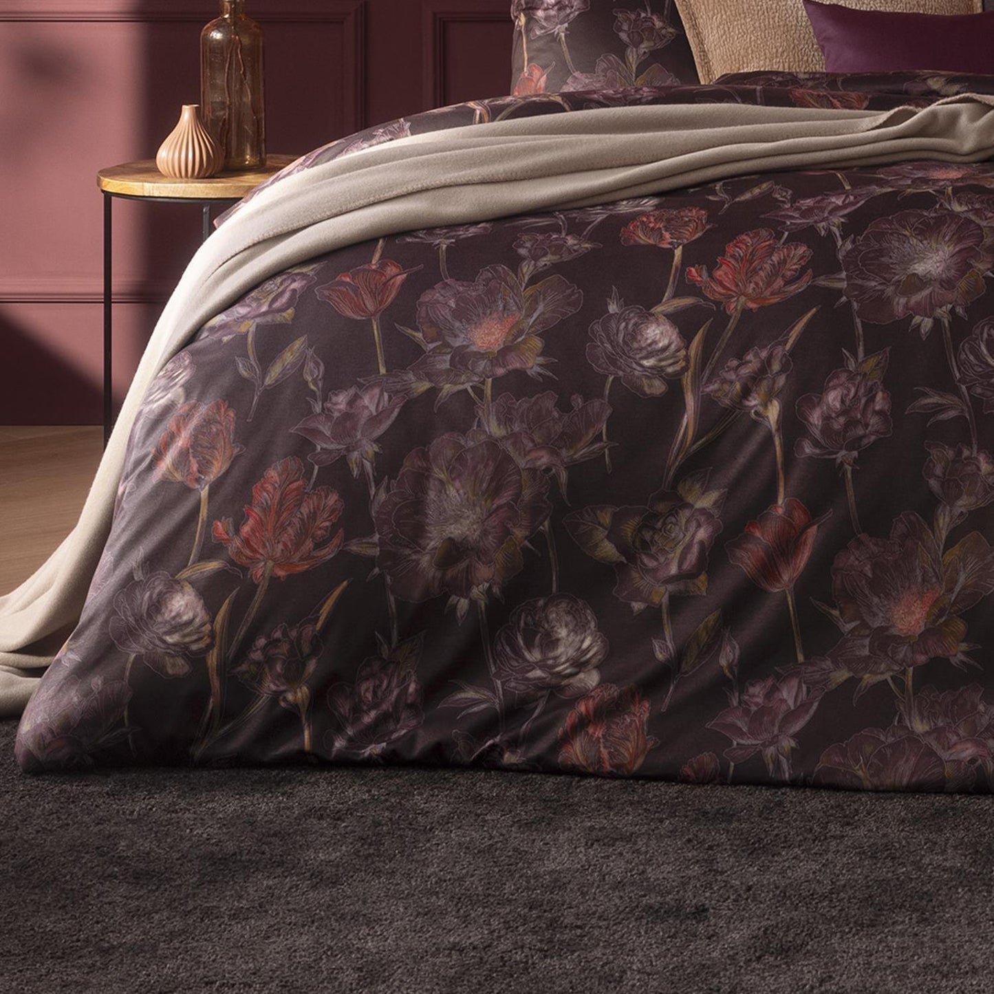 Estella Interlock Jersey Bettwäsche Zoe 6503-405 Vino Blumen 135x200